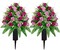 2 Sets Artificial Cemetery Flowers – Realistic Purple & Pink Rose Bouquets with Long Nail Vases, Non-Bleed Colors, Outdoor Grave Decorations for Memorials